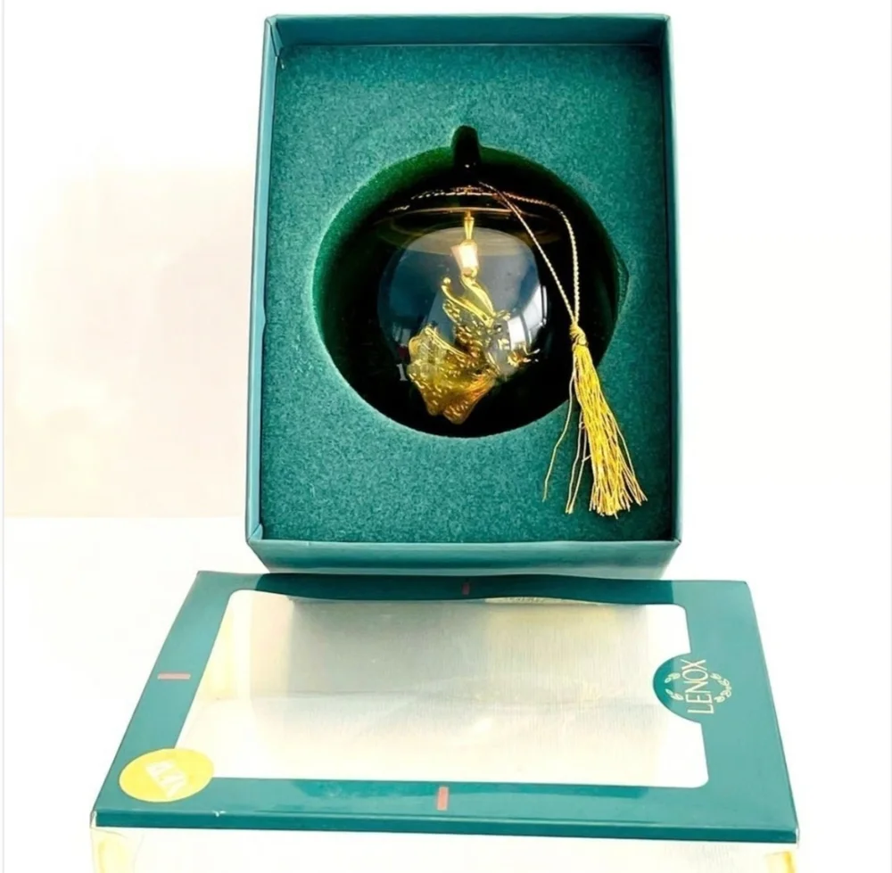 Vintage 1997 Lenox Celestial Angel Ball Crystal Christmas Ornament 3